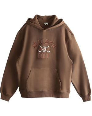 Malbon Golf Embroidered-logo Hoodie - Brown