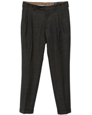 Berwich Barber Long Pleated Tailored Pants - Black