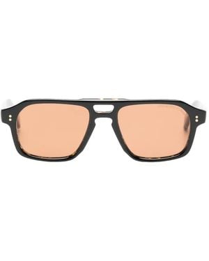 Cutler and Gross Tortoiseshell-Effect Rectangle-Frame Sunglasses - Black
