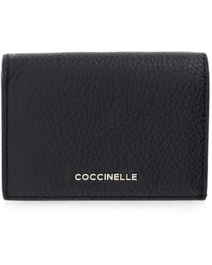 Coccinelle Logo-Print Pebbled-Leather Wallet - Black