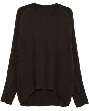 DEVOA Panelled Cotton Sweater - Black