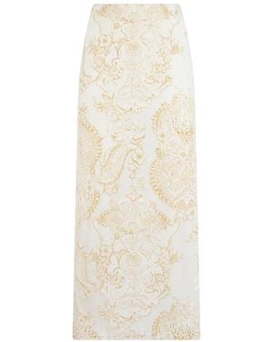 Roberto Cavalli Baroque-Pattern Devoré Skirt - White