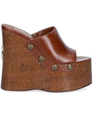 Naked Wolfe Tulip Platform Wedge Sandals - Brown
