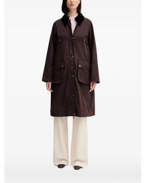 INTROPIA Damaris Button Corduroy-Collar Trench - Brown