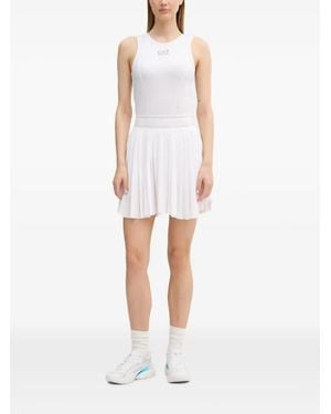 EA7 Robe Courte À Design Plissé - Blanc