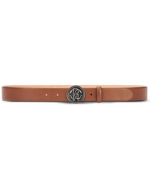 Roberto Cavalli Snake-Buckle Leather Belt - White