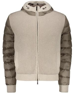 Moorer Knitted-Front Hooded Padded Jacket - Natural