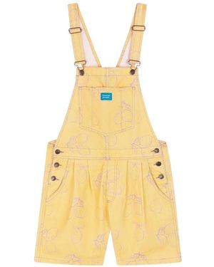 Favorite People Adjustable Straps Lemon-Print Playsuits - Yellow