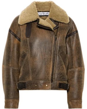Acne Studios Leren Jack - Bruin
