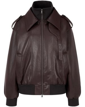 Studio Tomboy X Faux-Leather Bomber Jacket - Brown