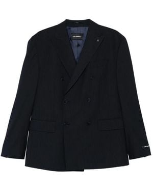 KARL LAGERFELD Classic Pinstripe Double-Breasted Blazer - Black