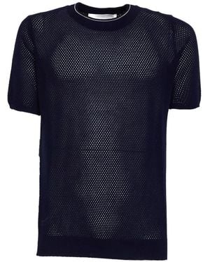 Amaranto Openwork Detail T-Shirt - Blue