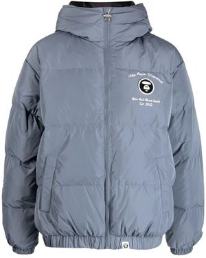Aape By A Bathing Ape Logo-patch Hooded Padded Jacket - Blue