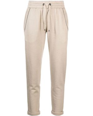 Brunello Cucinelli Cotton And Silk Blend Trousers - Natural