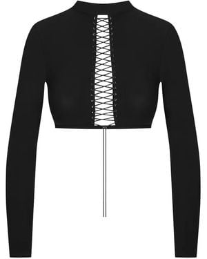 Maison Close Rückenfreies Nuit Infinie Langarmshirt - Schwarz