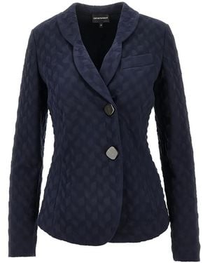 Emporio Armani Jacquard Blazer - Blue