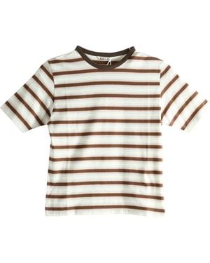 AURALEE Striped-Pattern T-Shirt - Brown