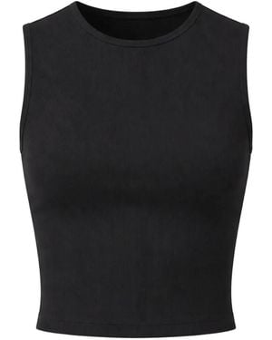 Reformation Cropped Round-Neck Tank Top - Black
