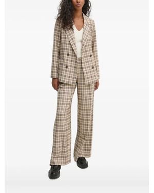 INTROPIA Checked Double-Breasted Blazer - Natural