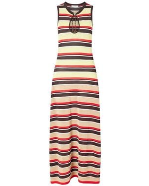 Rabanne Striped Bead-Embellished Maxi Dress - White