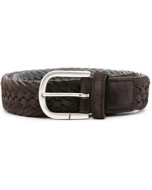 Canali Ceinture À Boucle En Cuir Tissé - Brown