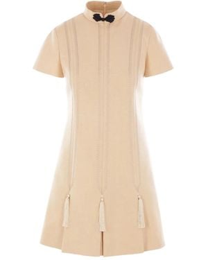 Valentino Garavani Tasselled Embroidered Mini Dress - Natural
