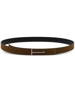 Tom Ford Leather Belt With Metal T-Buckle - White