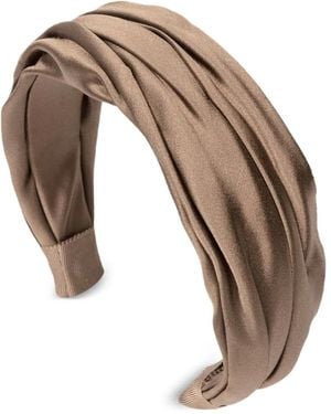 Jennifer Behr Pleated Silk Headband - Natural