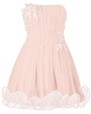 Stolen Stores Ms.Tutu Floral-Appliqué Ruffled Mini Dress - Pink