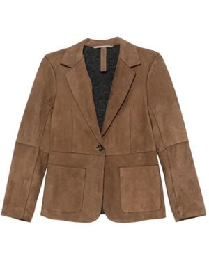 The Jackie Leathers Lucilla Notched-Lapels Single-Button Jacket - Brown
