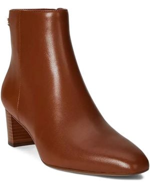 Ralph Lauren Demi Burnished Leather Booties - Brown