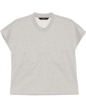 Pushbutton Bra Point Sleeveless Top - White