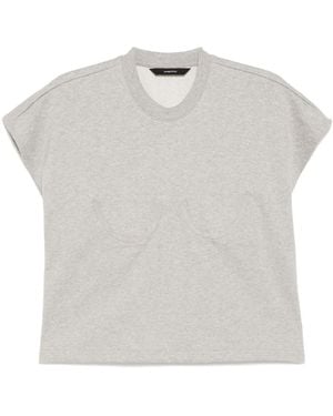 Pushbutton Bra Point Sleeveless Top - White