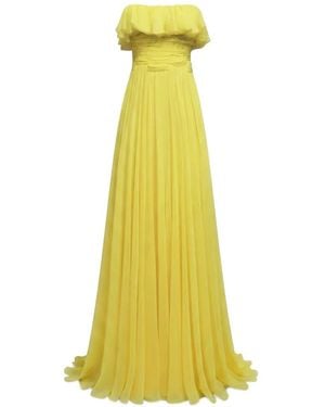 Gemy Maalouf Ruffled Strapless Dress - Yellow