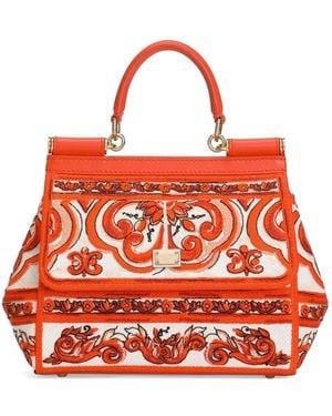 Dolce & Gabbana Small Sicily Handbag With Majolica Embroidery - Red