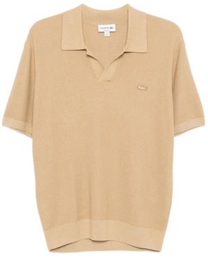 Lacoste T-Shirt mit Logo-Stickerei - Natur