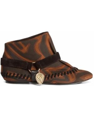 PUCCI Leather Labirinto Print Ankle Boots - Brown