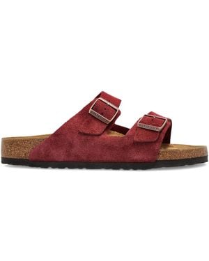 Birkenstock Arizona Double-Buckle Suede Sandals - Red