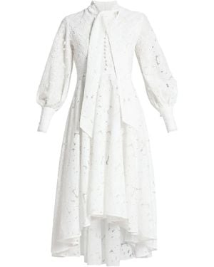 Vasiliki Lace High-Neck Midi Dress - White