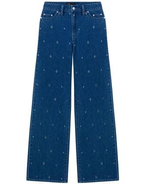 Maje Rhinestone-Embellished Jeans - Blue