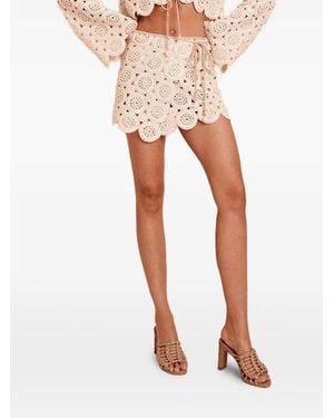 AZULU Nica Crochet Scallop-Edge Mini Skirt - White