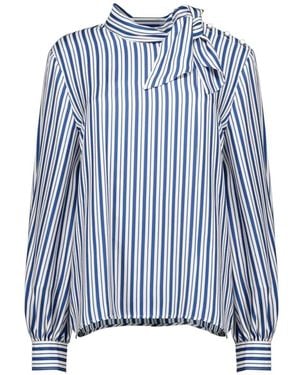 Max Mara Pussy-Bow Striped Blouse - Blue