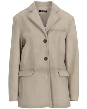 LA ROSE Button Suede Jacket - Natural