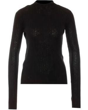 Pinko Ribbed-Knit Wool Jumper - Black