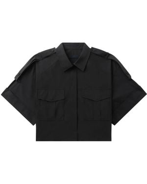 Juun.J Camicia Crop Con Colletto Classico - Nero