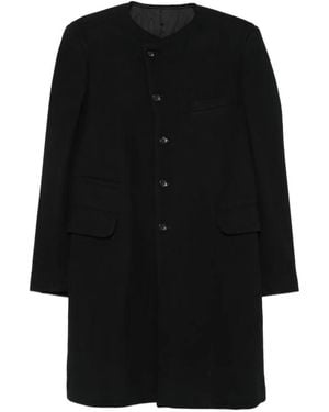 COMME DES GARÇON BLACK Collarless Single-Breasted Coat - Black