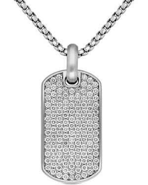 David Yurman Sterling Chevron Diamond Tag (35Mm) - White