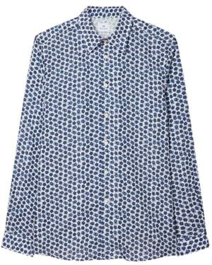 Paul Smith Shirt With Floral Motif - Blue