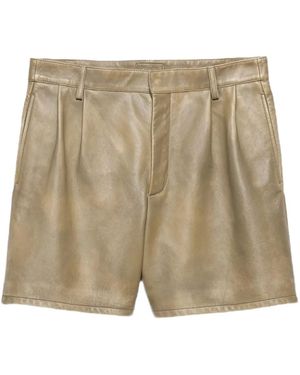 Prada Leather Shorts - Natural