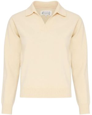 Maison Margiela Virgin Wool Polo Shirt - Natural